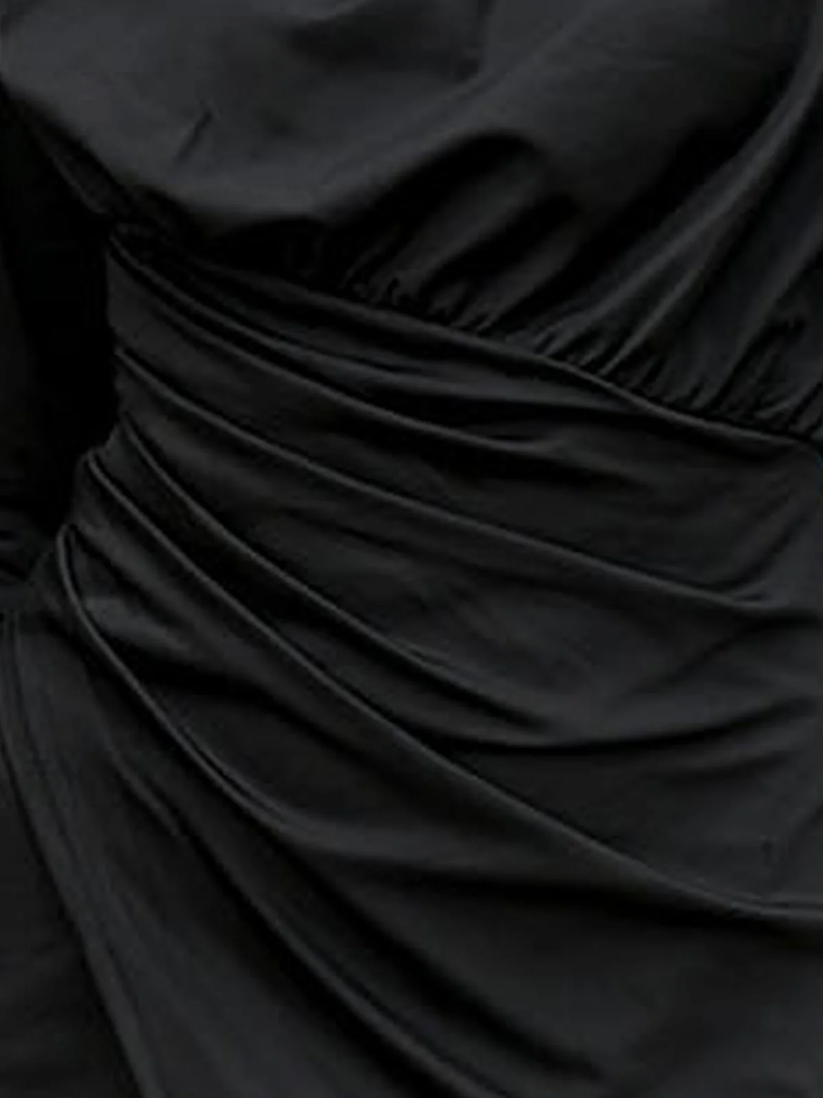 Odette Black Lycra Solid Dress For Women - Image 6