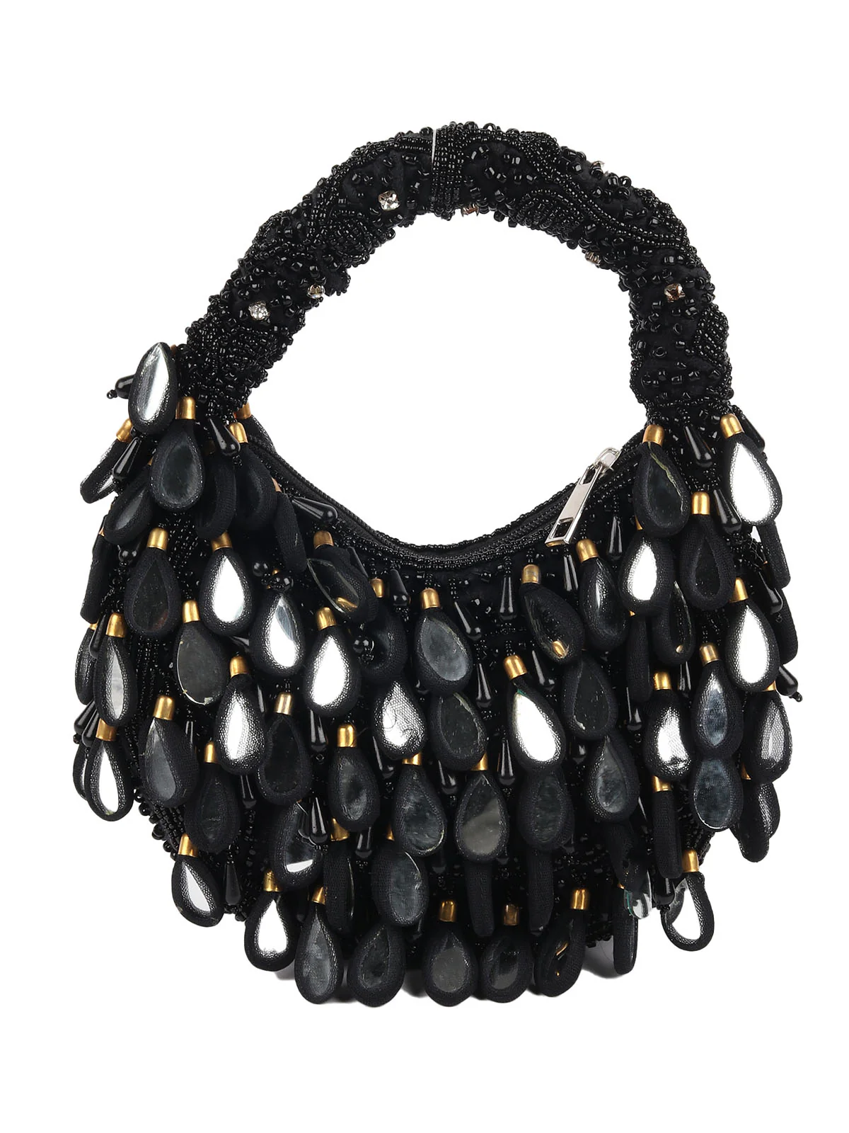 Odette Black Mirror Tasseled Clutch For Women - Image 3