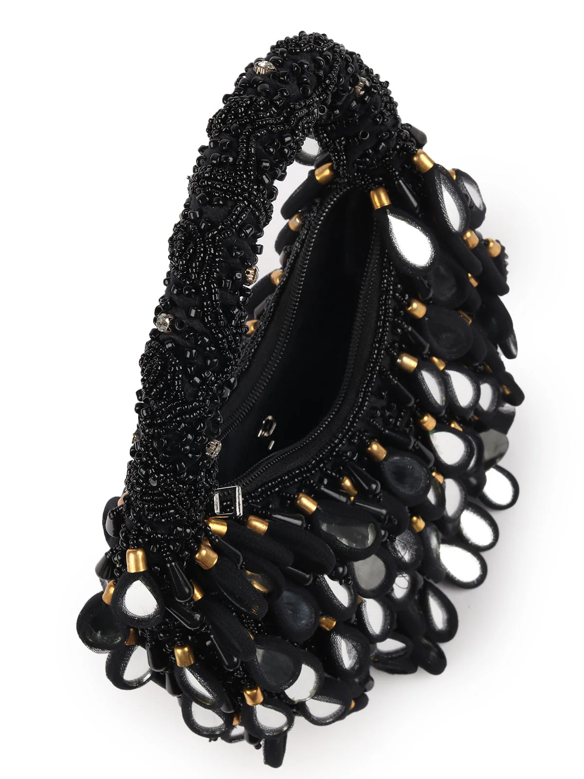 Odette Black Mirror Tasseled Clutch For Women - Image 5