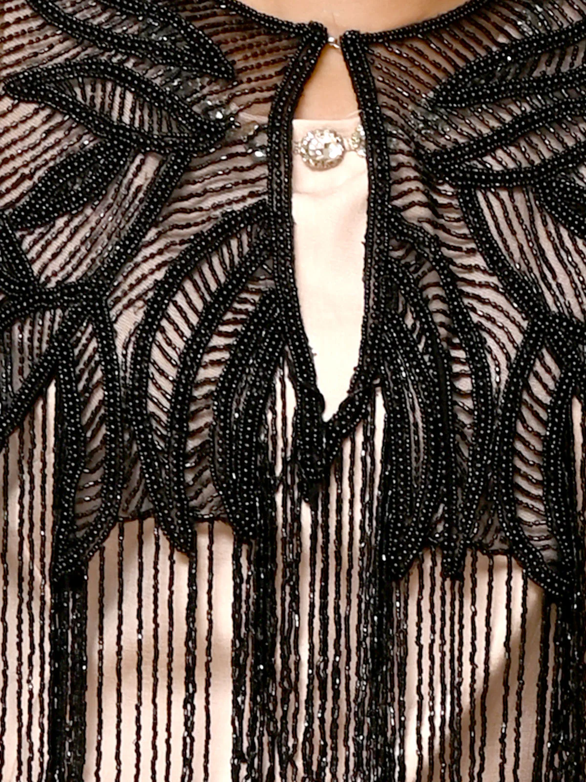 Odette Black Net All Beads Embroidered Cape for Women - Image 4