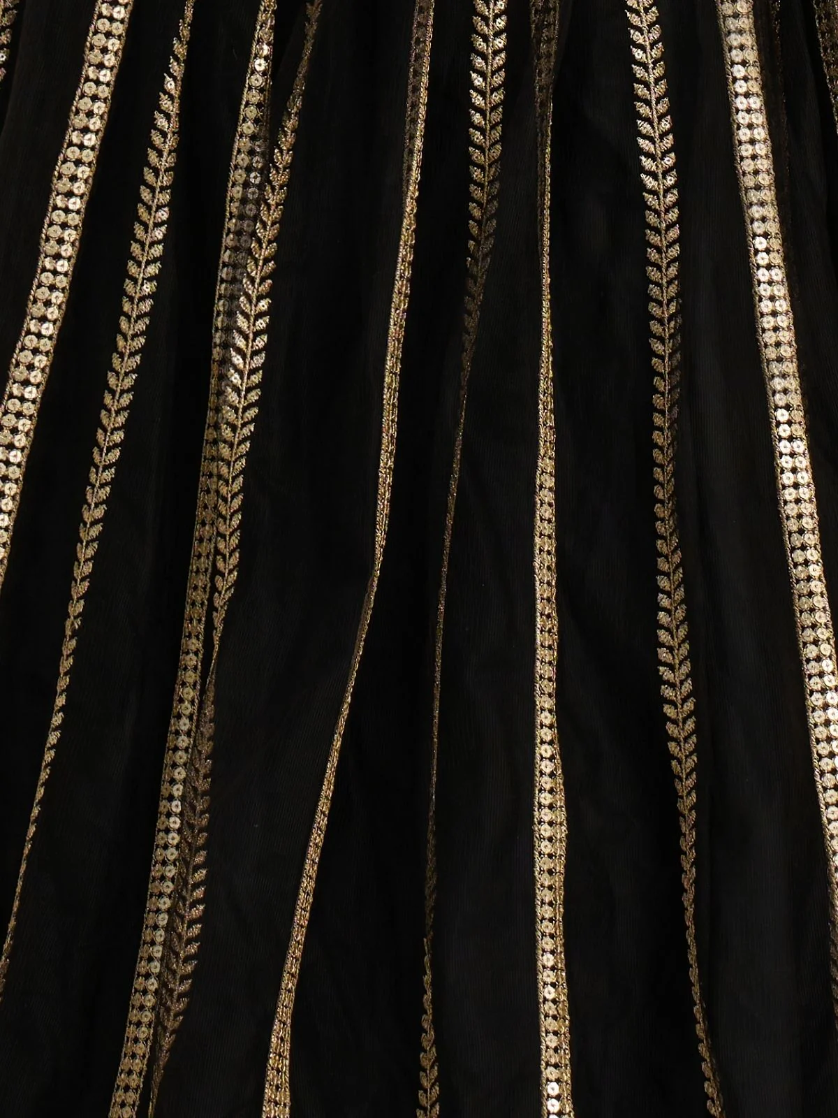 Odette Black Net Embroidered Semi Stitched Lehenga For Women - Image 5