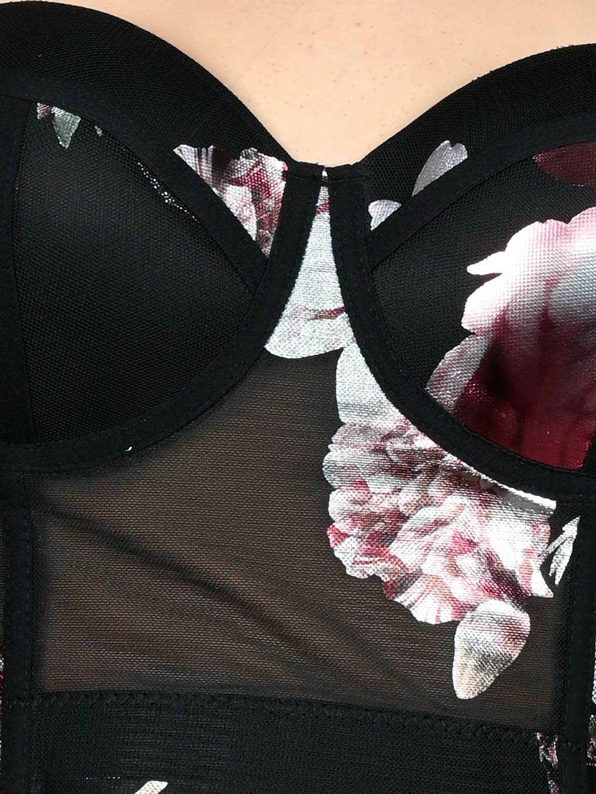Odette Black Net Printed Corset For Women - Image 4