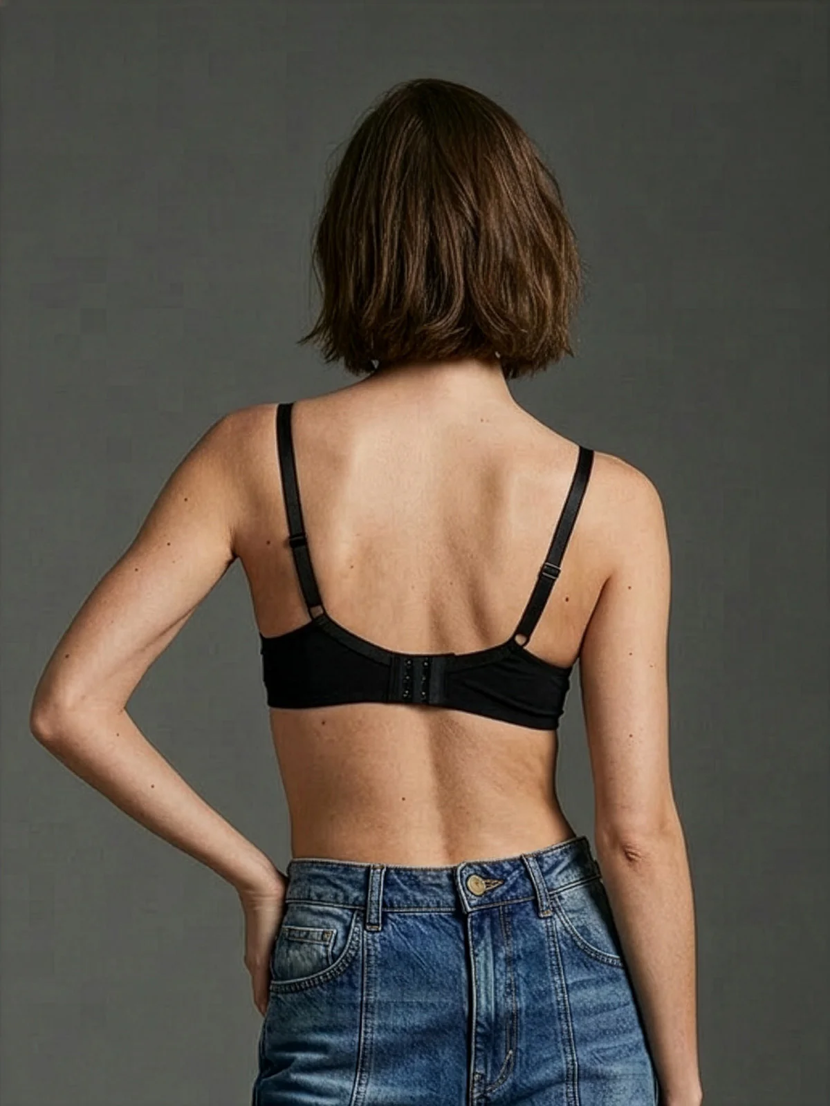 Odette Black Nylon Solid Bra For Women - Image 3