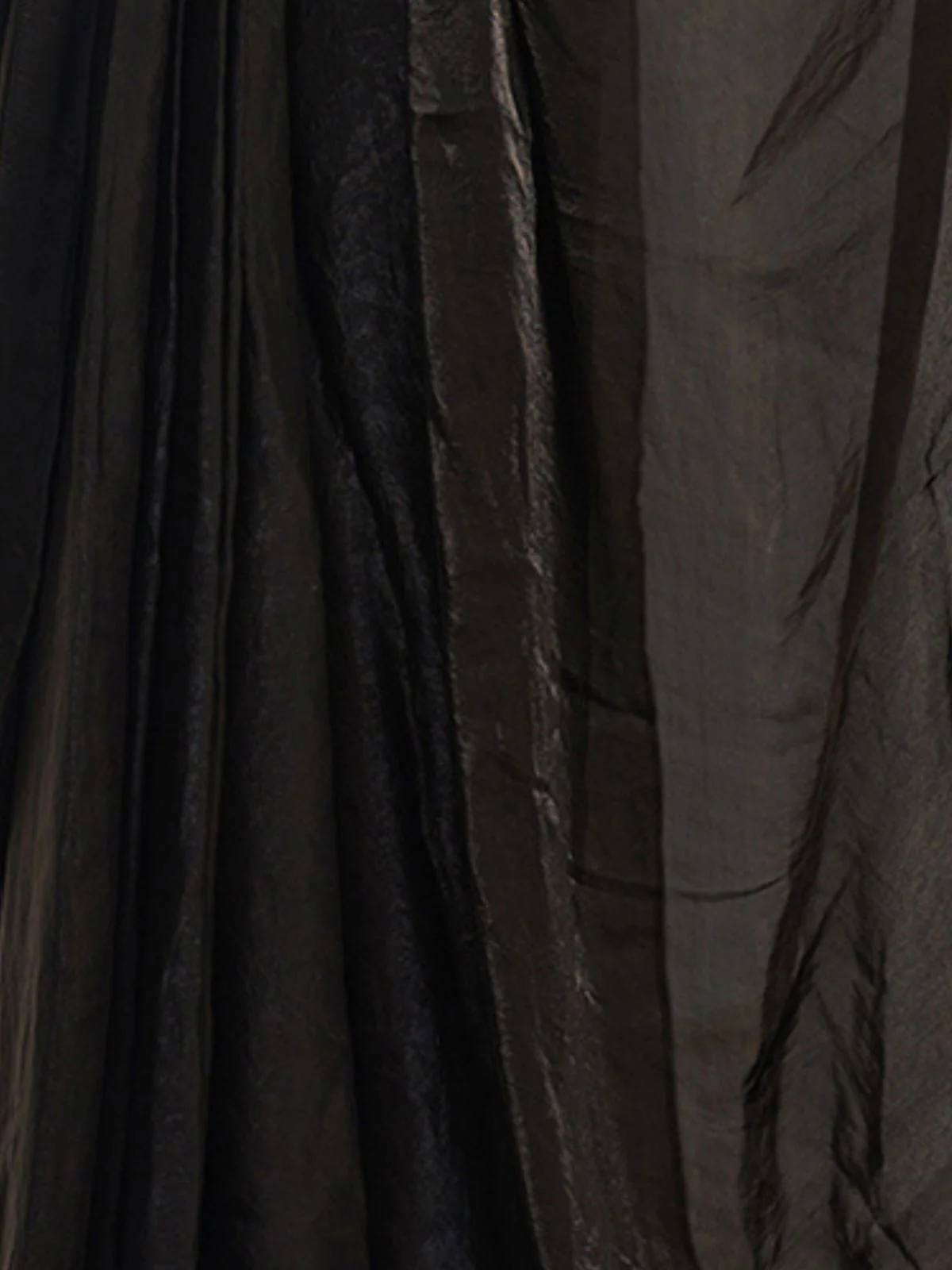 Odette Black Organza Solid Ready To Wear Saree With Stitched Blouse For Women - Image 8