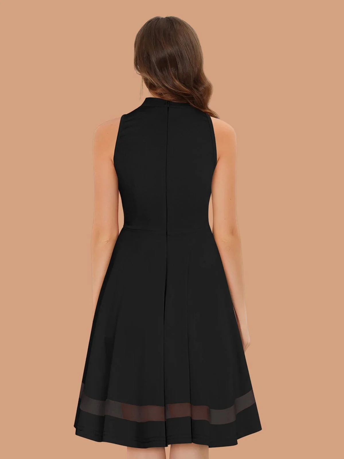 Odette Black Polyester Blend Solid Dress For Women - Image 3