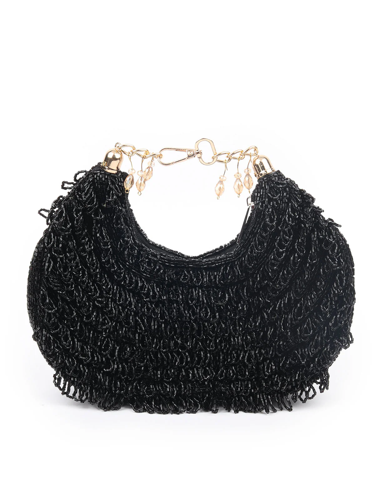 Odette Black Polyester Embellished With Cutdana Work Hand Bag For Women - Image 3