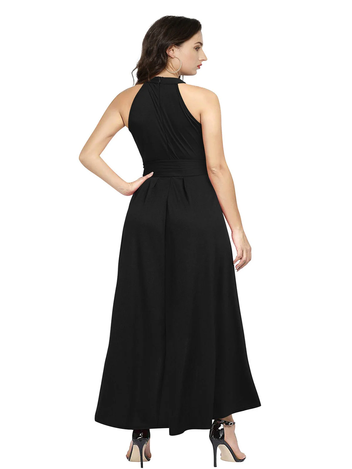 Odette Black Polyester High Low Dress For Women - Image 4