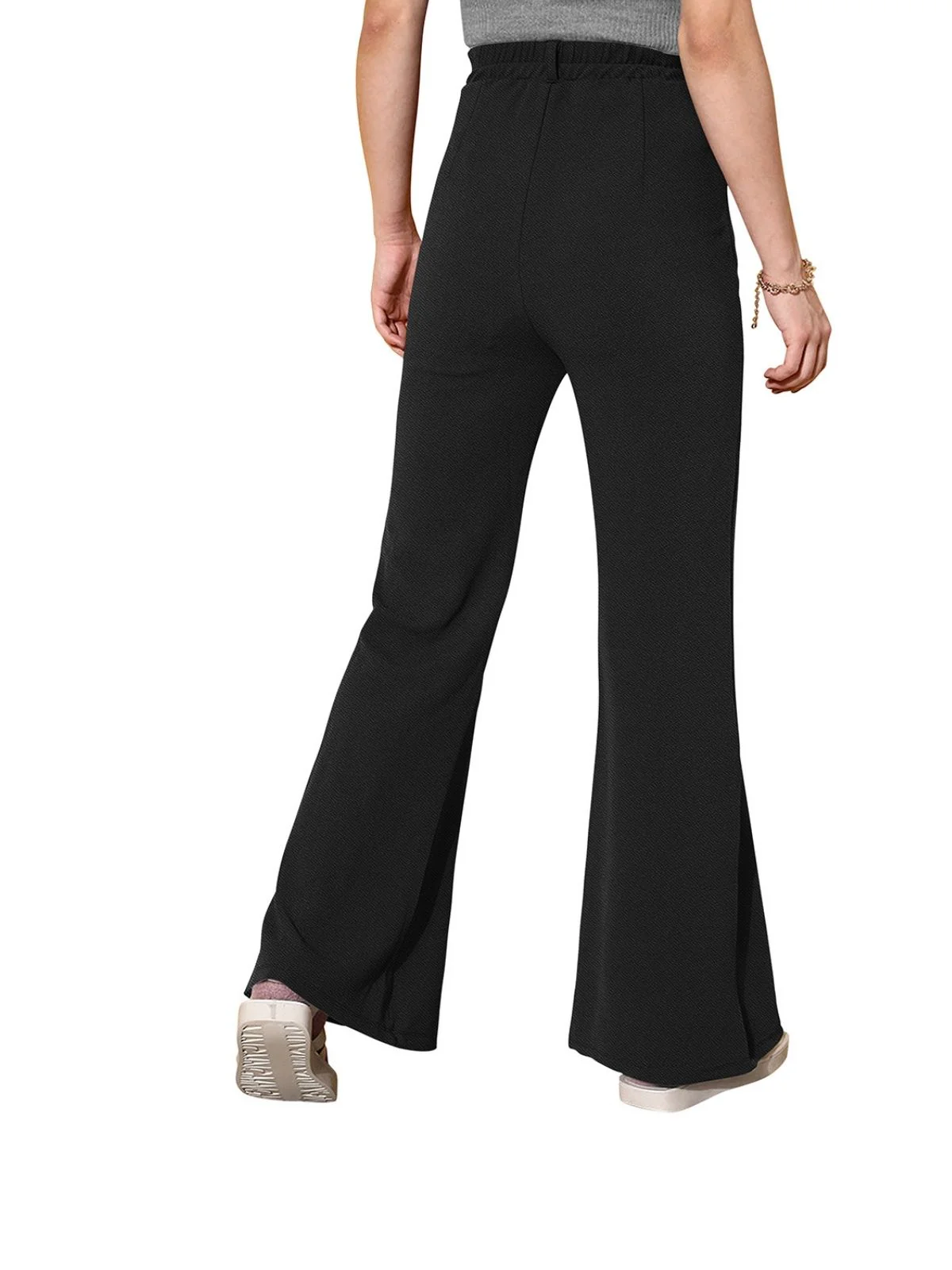 Odette Black Polyester Solid Stylish Trousers For Women - Image 4