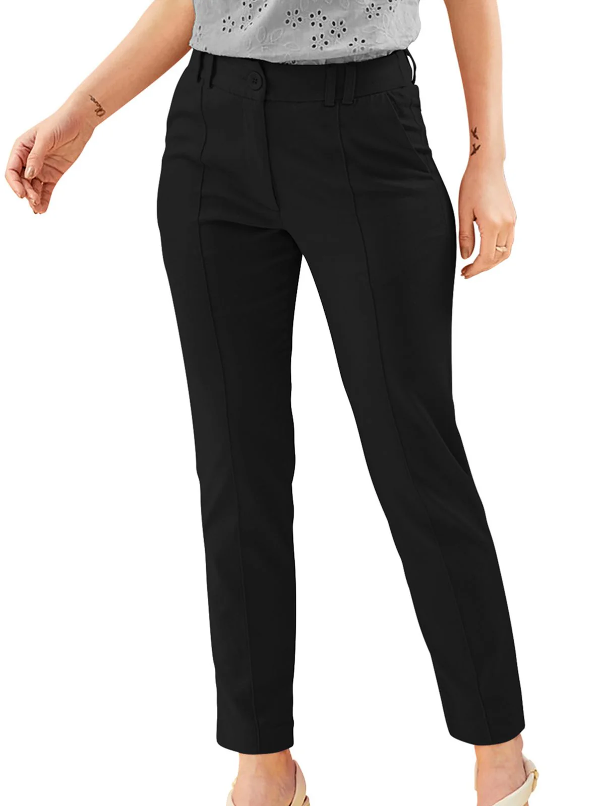 Odette Black Polyester Trouser For Women - Image 3