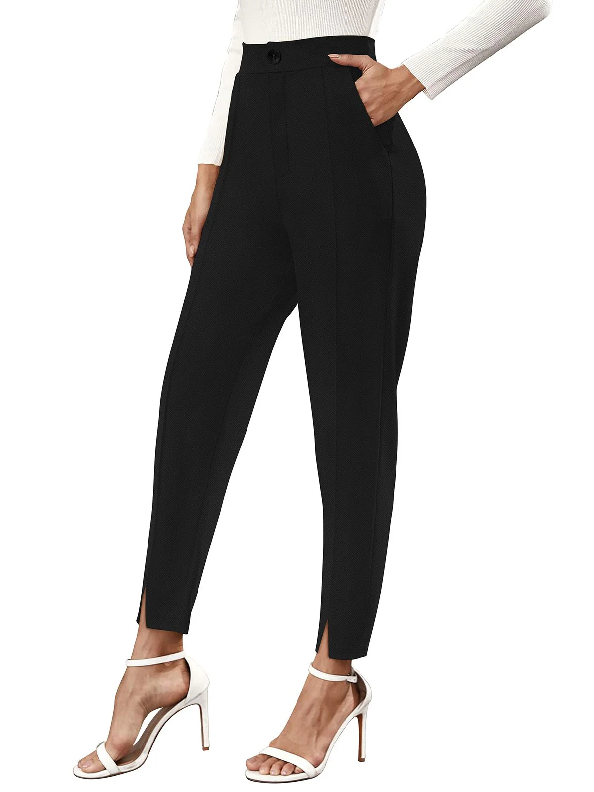 Odette Black Polyester Trouser For Women - Image 4