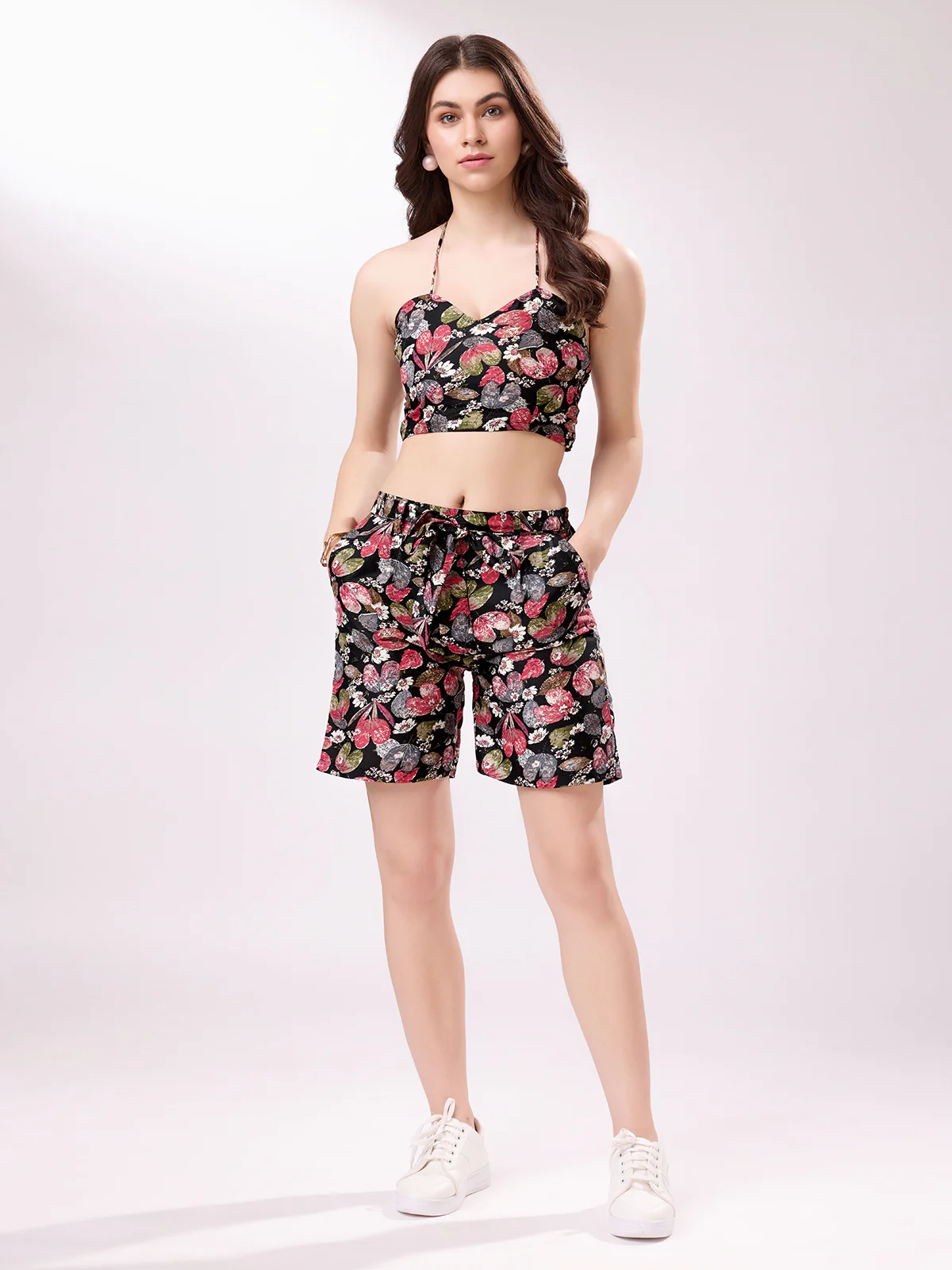 Odette Black Printed Cotton Blend Stitched Co-Ord Set For Women - Image 3