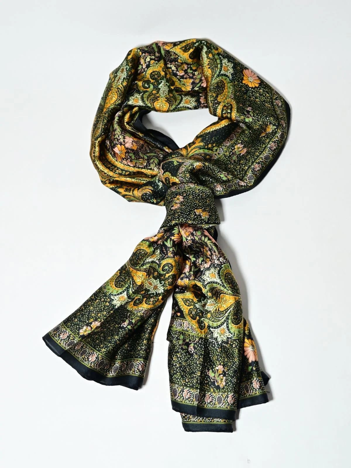 Odette Black Printed Satin Scarf For Women - Image 3