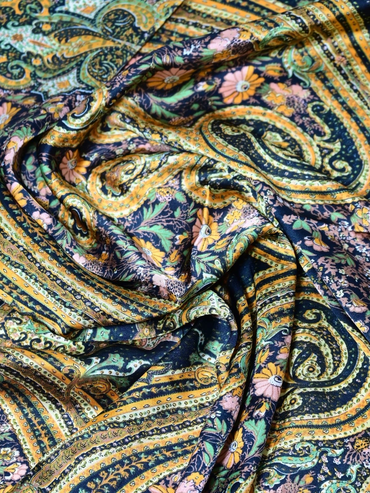 Odette Black Printed Satin Scarf For Women - Image 6