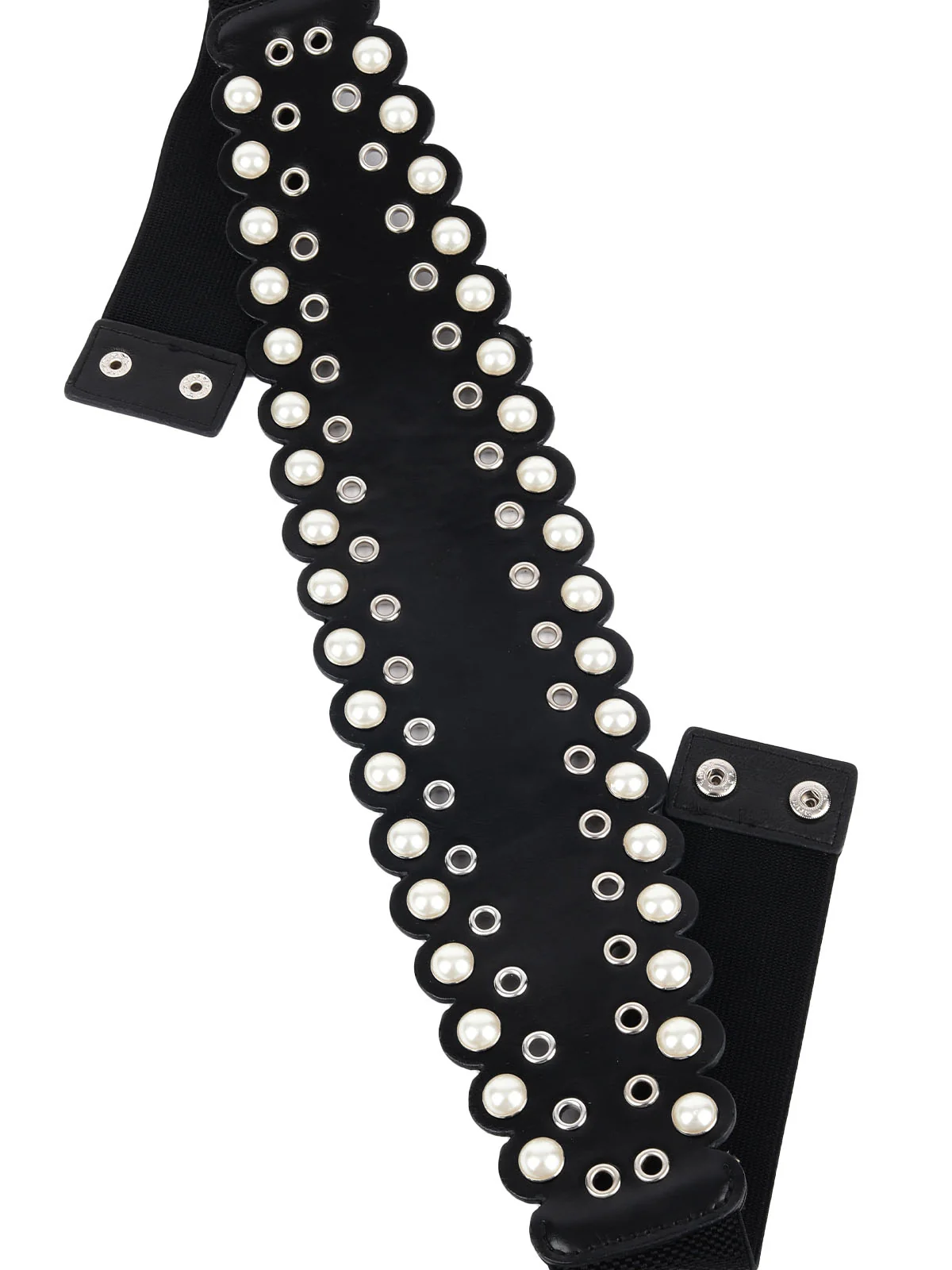 Odette Black PU Embellished Waist Belt for Women - Image 5