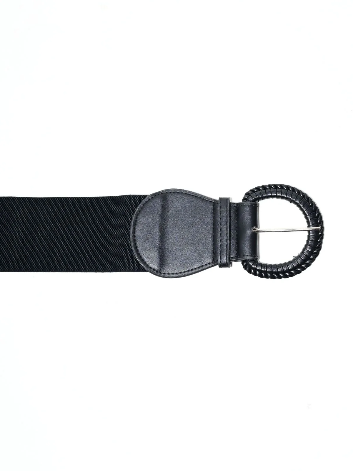 Odette Black PU Self Design Belt For Women - Image 3