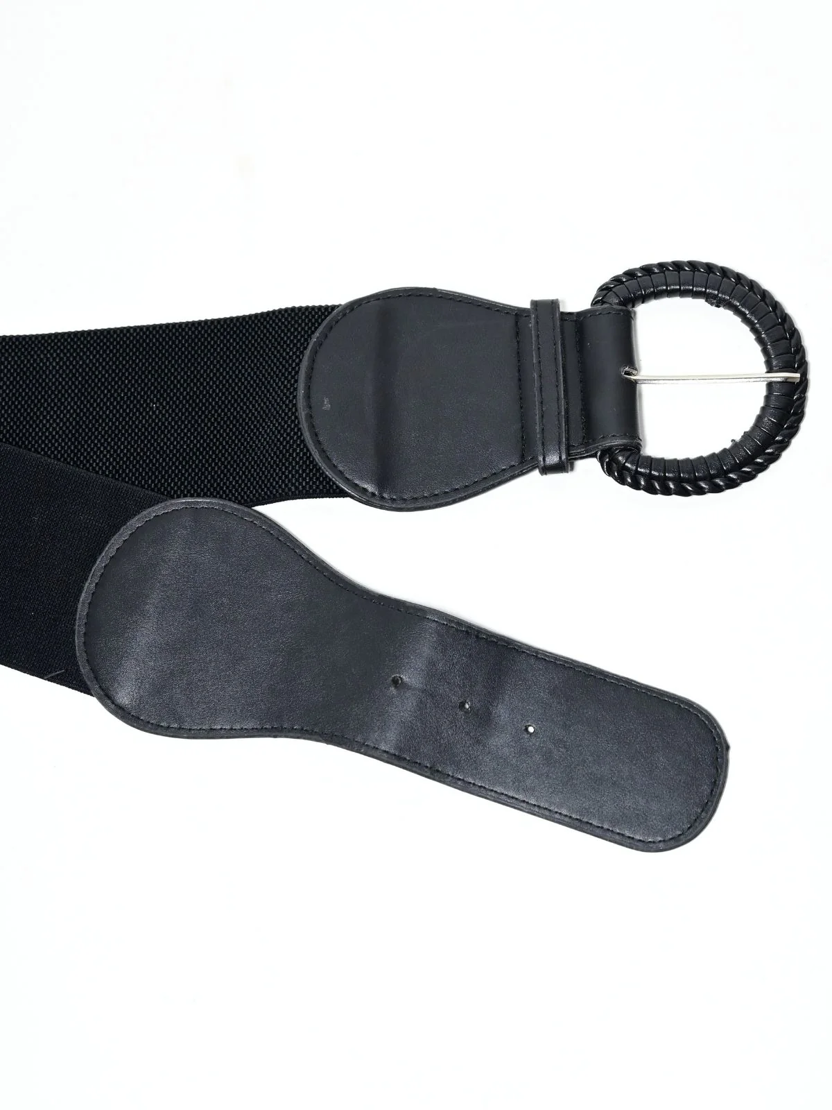 Odette Black PU Self Design Belt For Women - Image 4