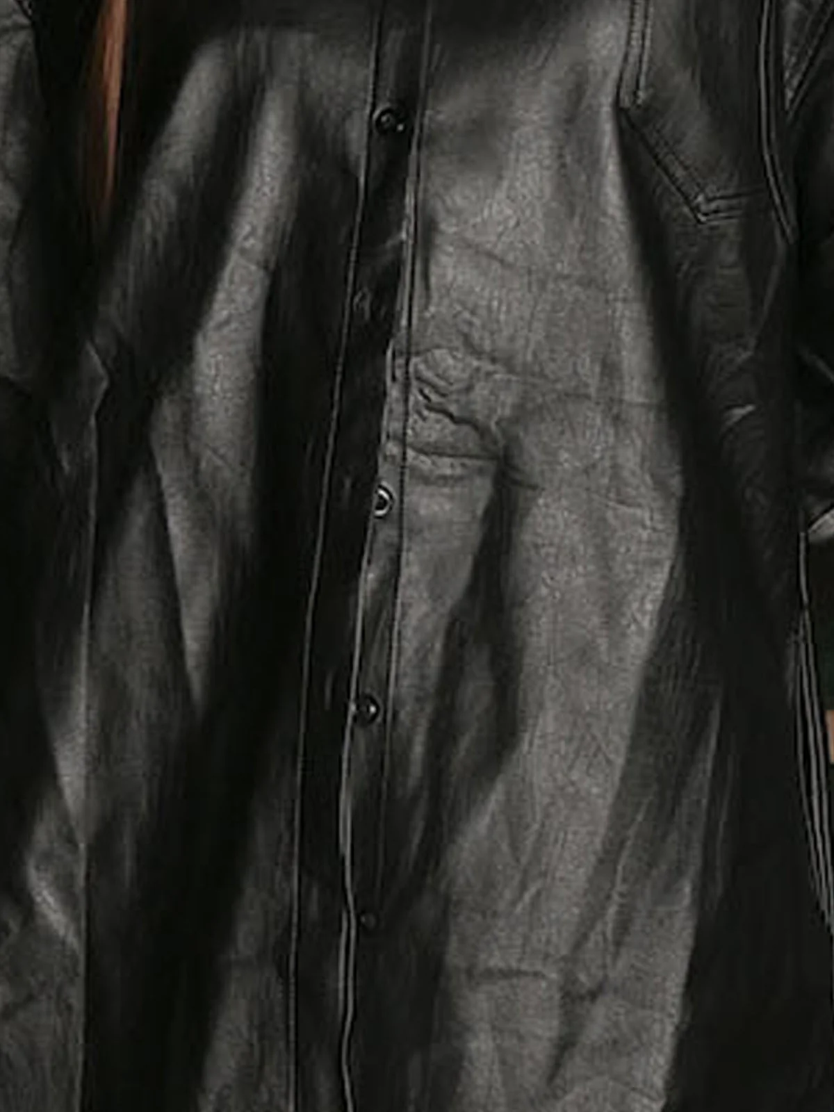 Odette Black PU Solid Jacket For Women - Image 5