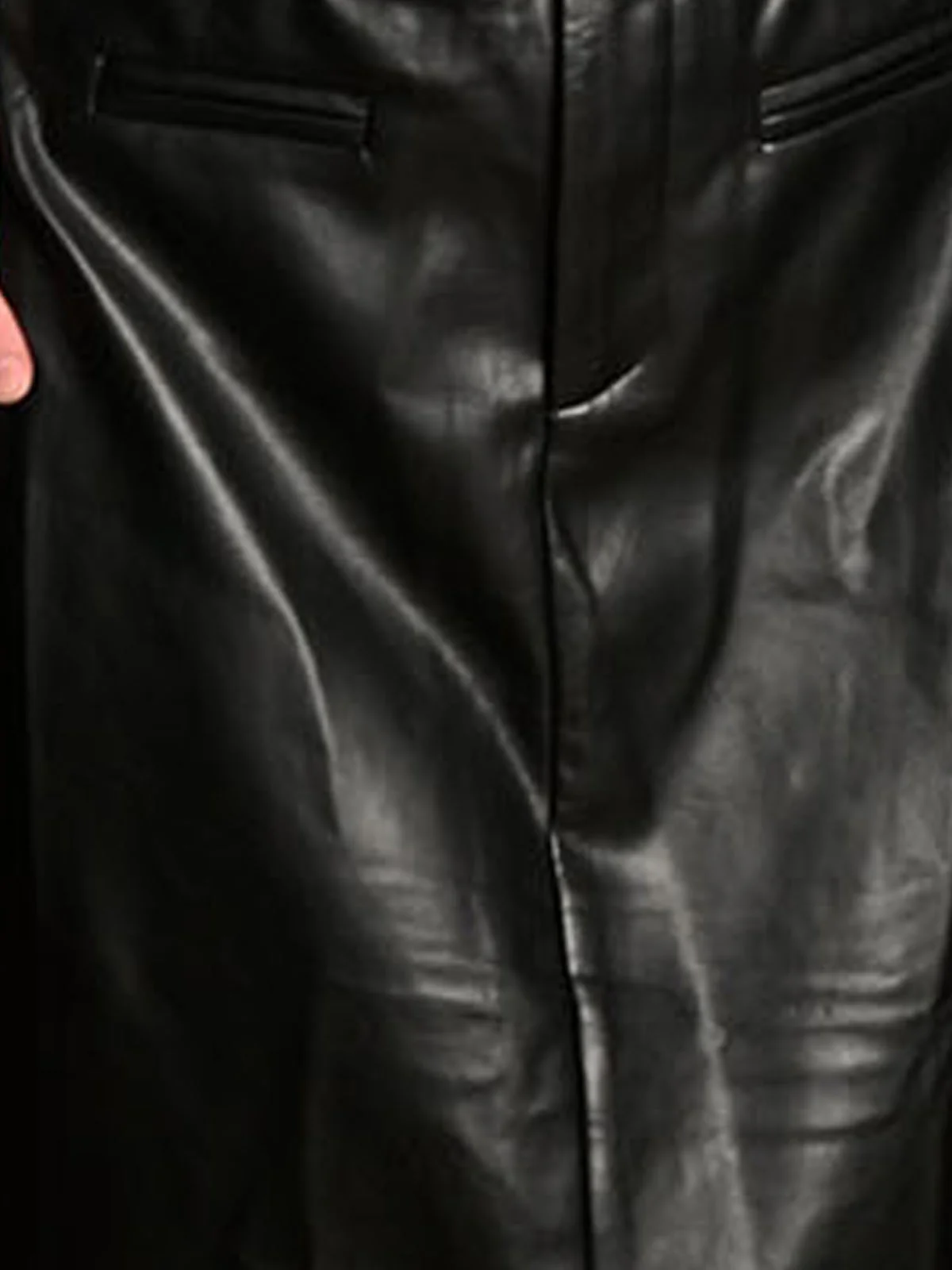Odette Black PU Solid Skirt For Women - Image 5