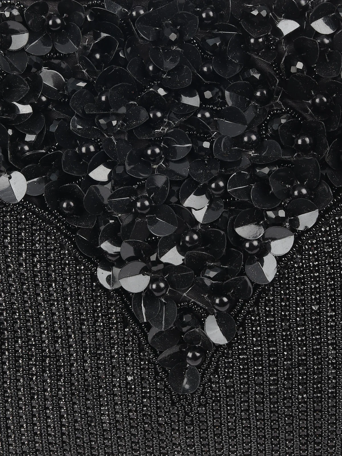 Odette Black Raw Silk Embellished With Sequin And Beads Hand Bag For Women - Image 7