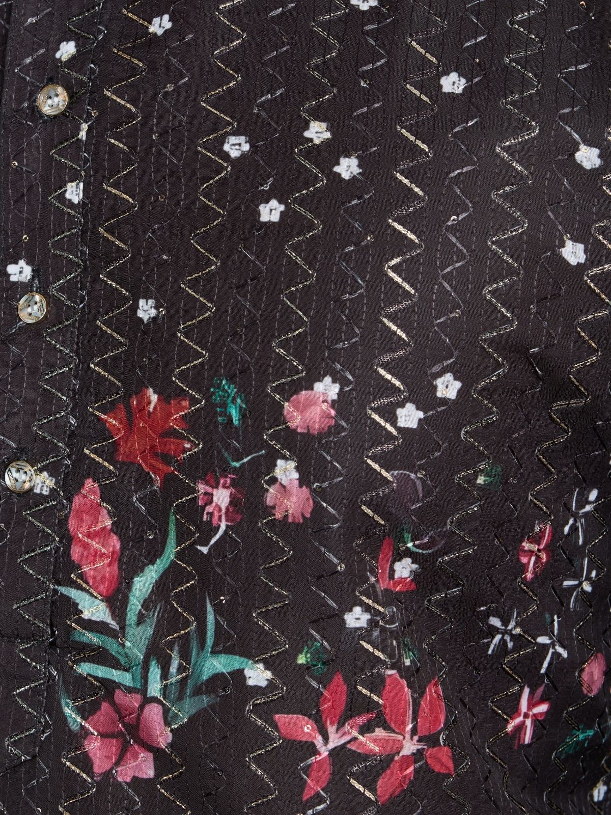 Odette Black Rayon Printed and Embroidered Stitched Kurta For Men - Image 6
