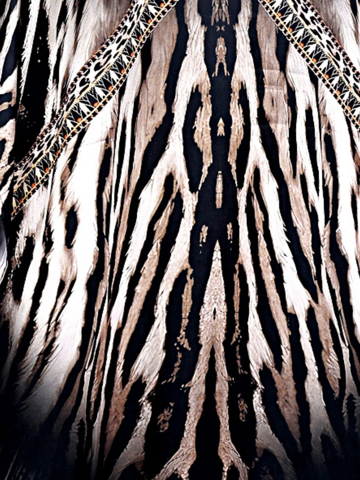 Odette Black Satin Printed Kaftan For Women - Image 5