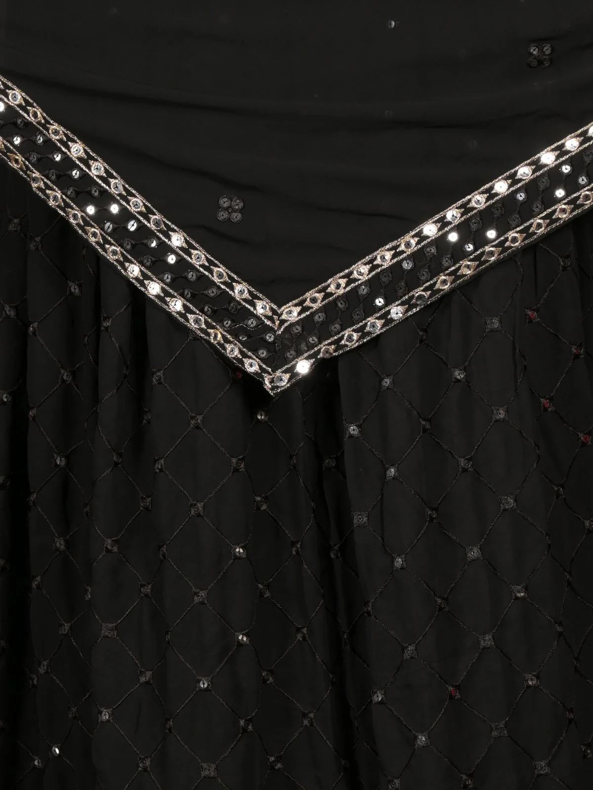 Odette Black Semi Stitched Sequins Embroidered Lehenga with Unstitched Blouse And Dupatta For Women - Image 5
