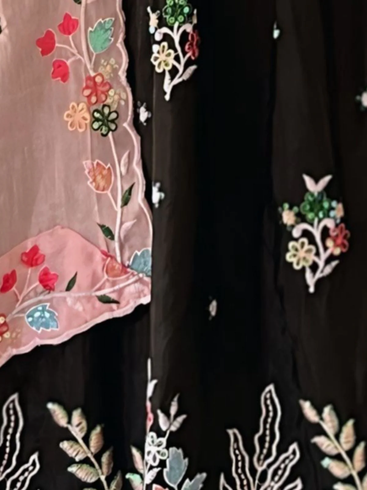 Odette Black Silk Blend Embellished Semi Stitched Lehenga For Women - Image 4