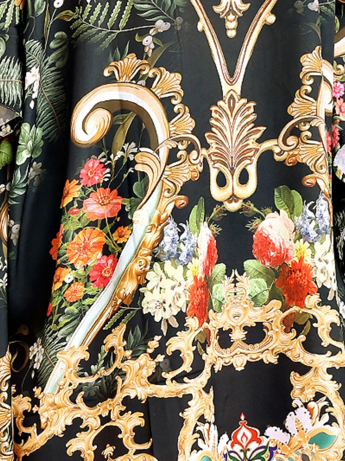 Odette Black Silk Blend Printed Kaftan For Women - Image 5