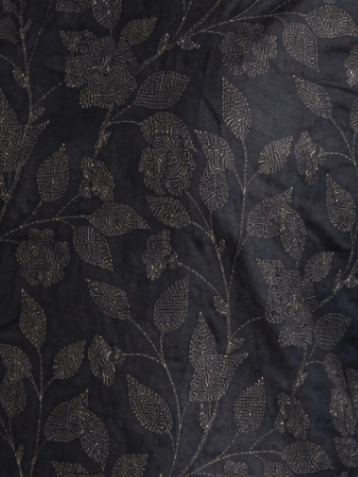 Odette Black Silk Blend Printed Solid Kurti For Women - Image 5