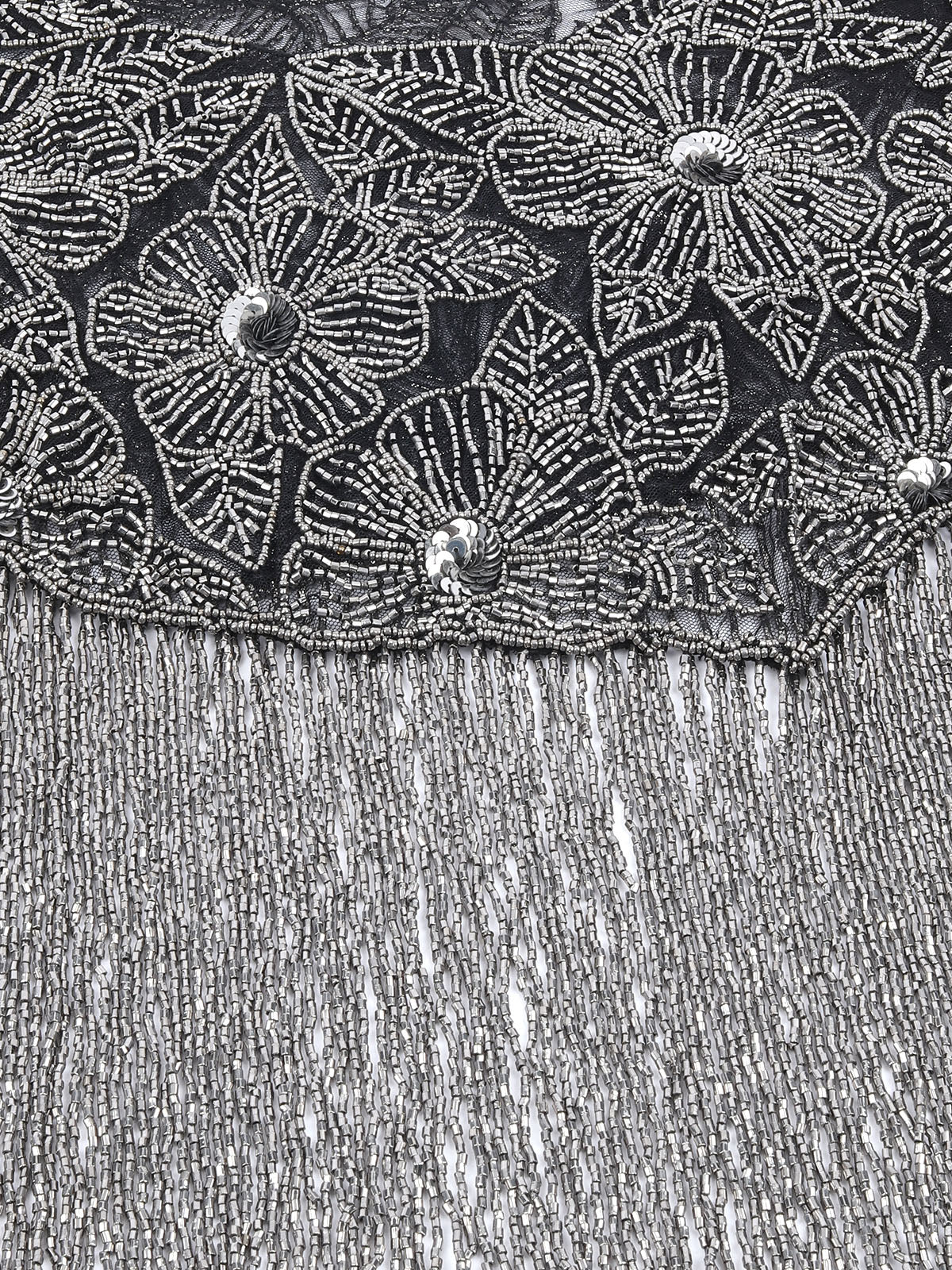 Odette Black & Silver Net Embellished Cape For Women - Image 6