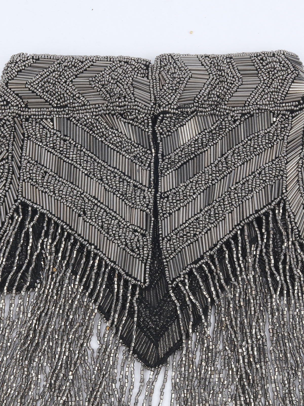 Odette Black & Silver Net Embellished Cape For Women - Image 5