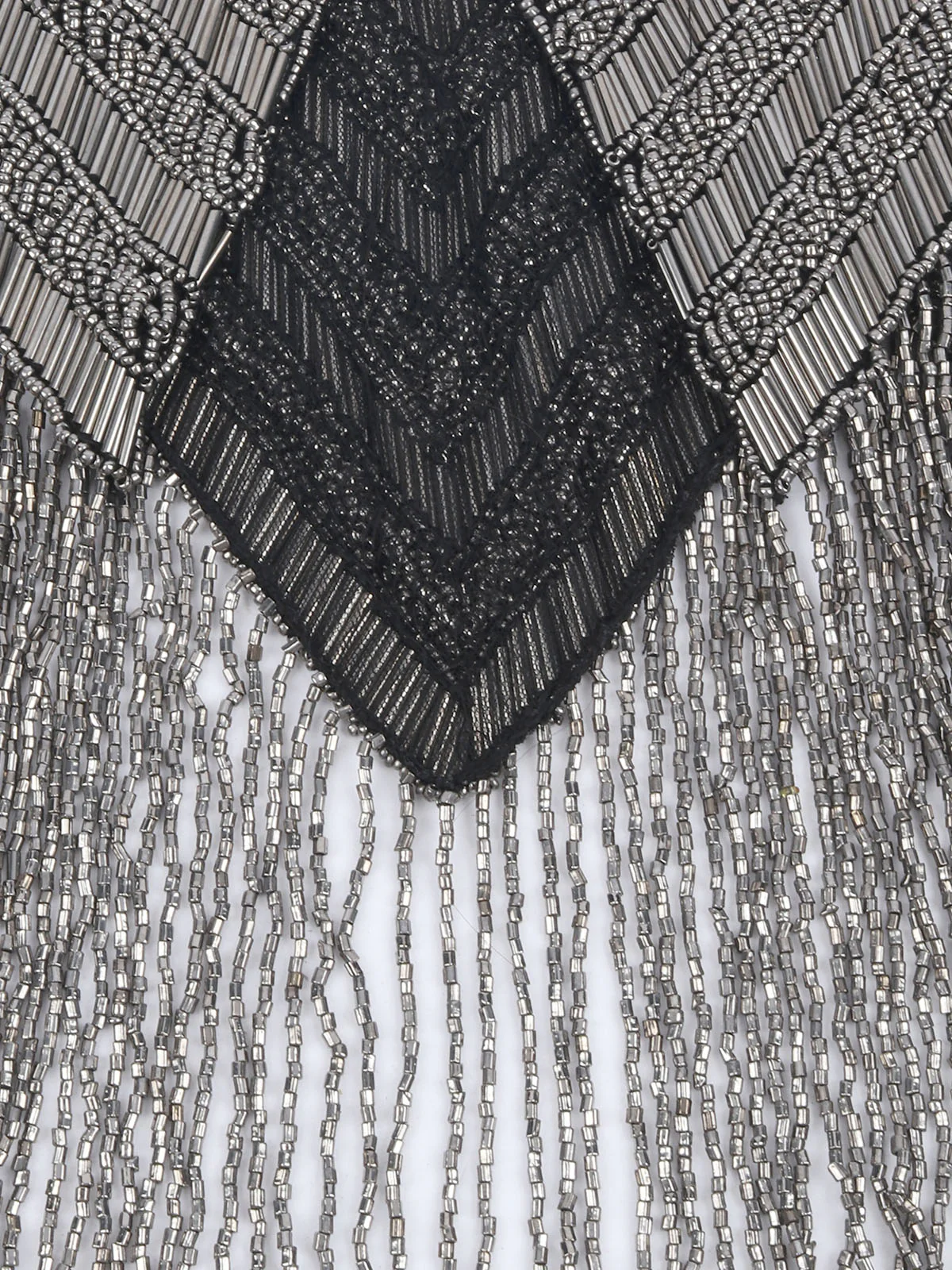 Odette Black & Silver Net Embellished Cape For Women - Image 7