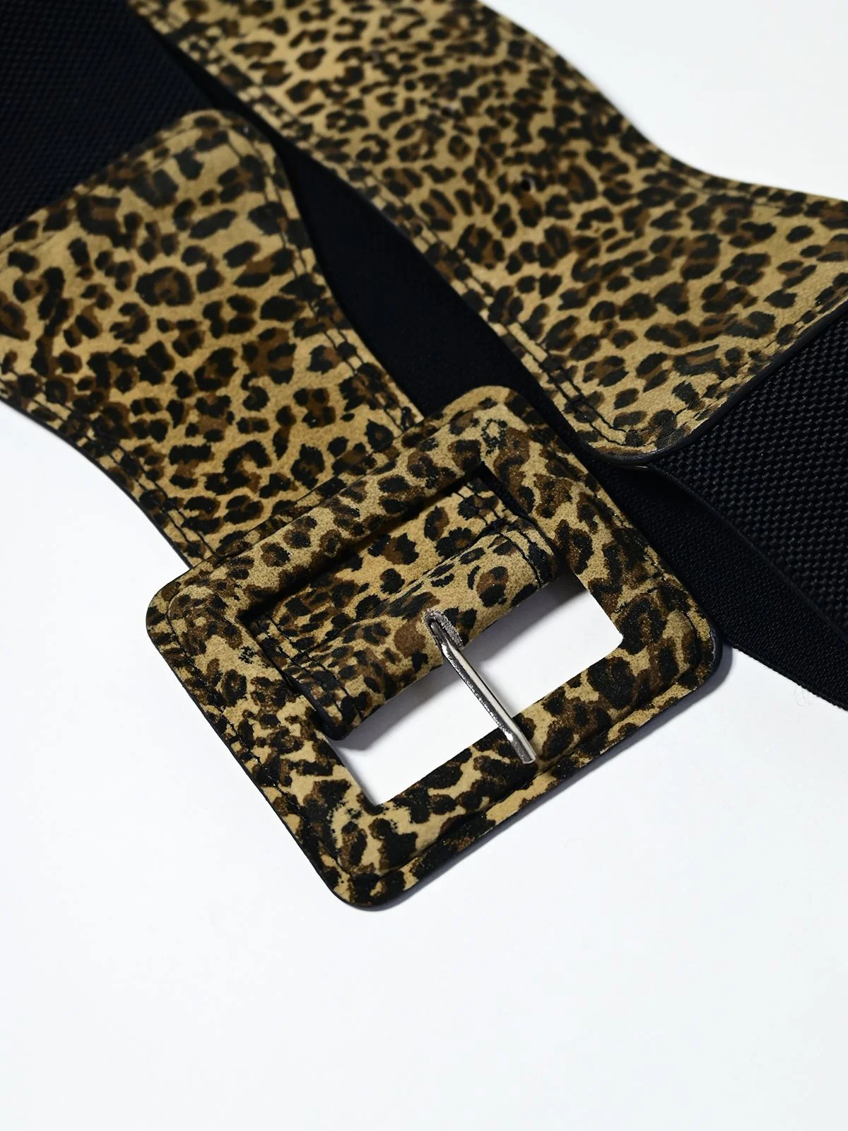 Odette Black Suede And Elastic Solid Belt For Women - Image 6