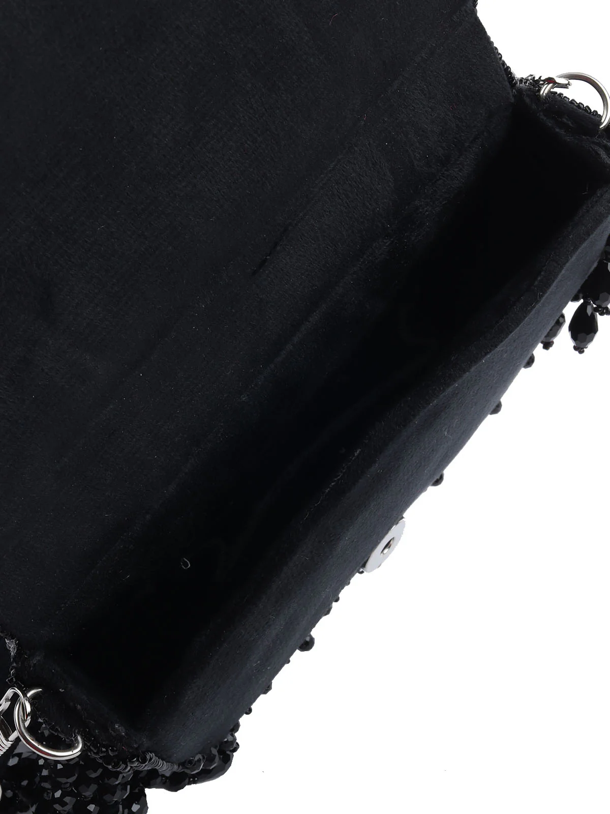 Odette Black Suede Embellished Hand Bag For Women - Image 6