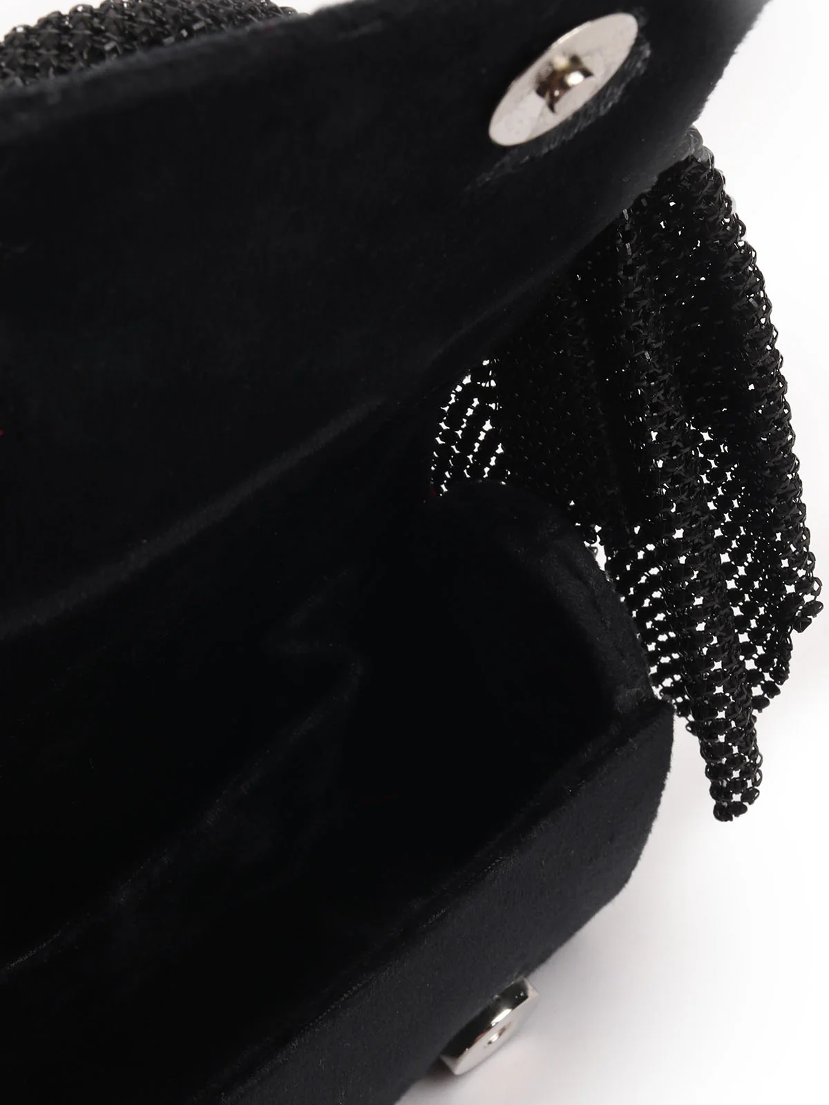 Odette Black Suede Inclusive Metallic Hand Bag For Women - Image 6