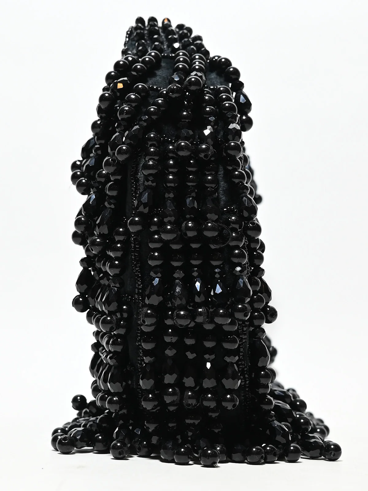 Odette Black Suede Stone And Pearl Embellished Clutch For Women - Image 3