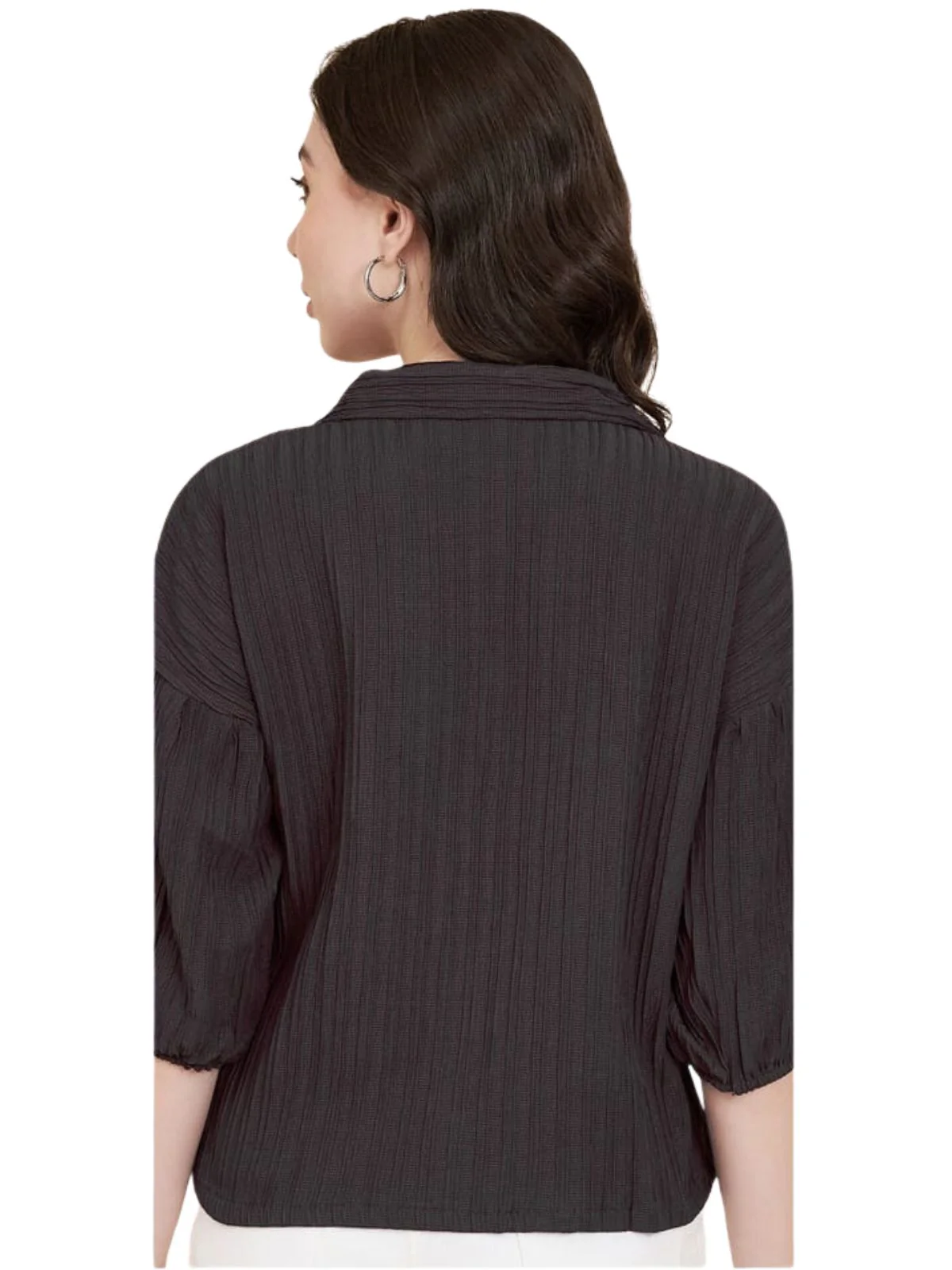 Odette Black Sugarcane Solid Shirt For Women - Image 3
