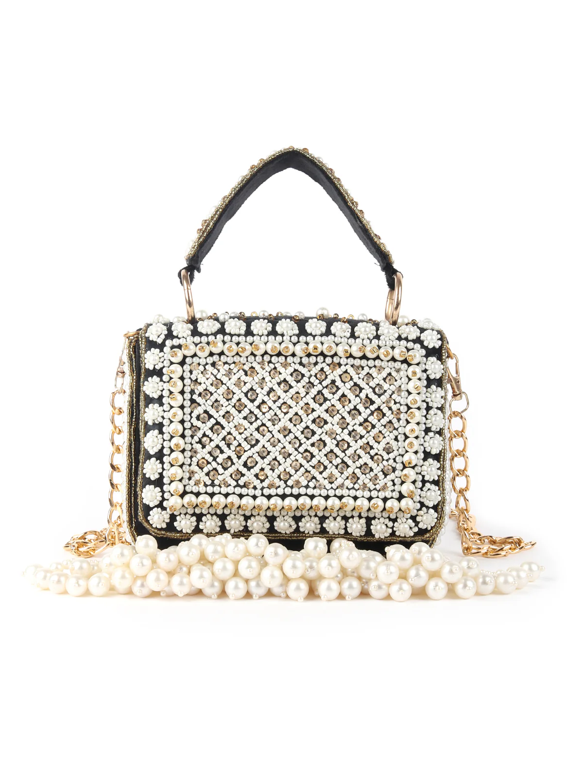 Odette Black Tasseled Bridal Sling Bag For Women - Image 3