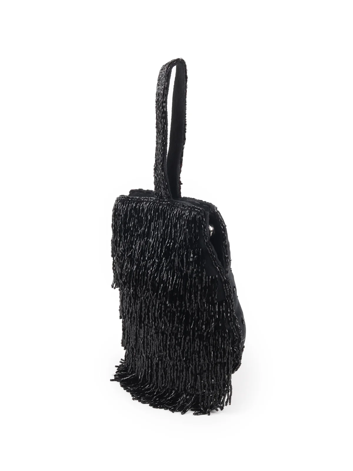 Odette Black Tassels Embellished Clutch Bag For Women - Image 4