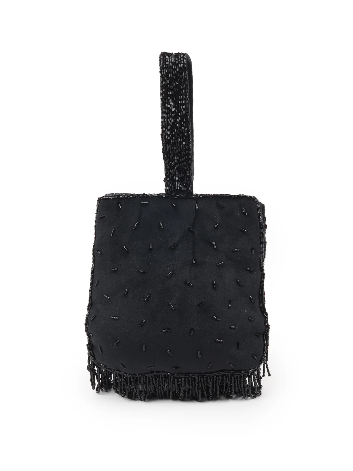Odette Black Tassels Embellished Clutch Bag For Women - Image 6