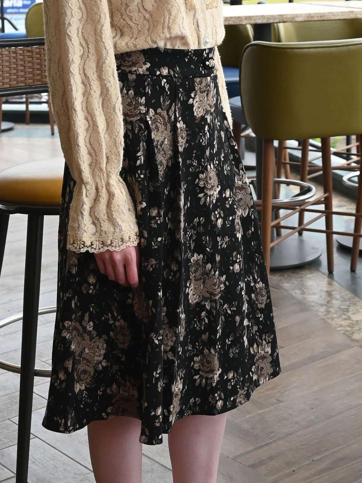 Odette Black Tweed Printed Skirt For Women - Image 4