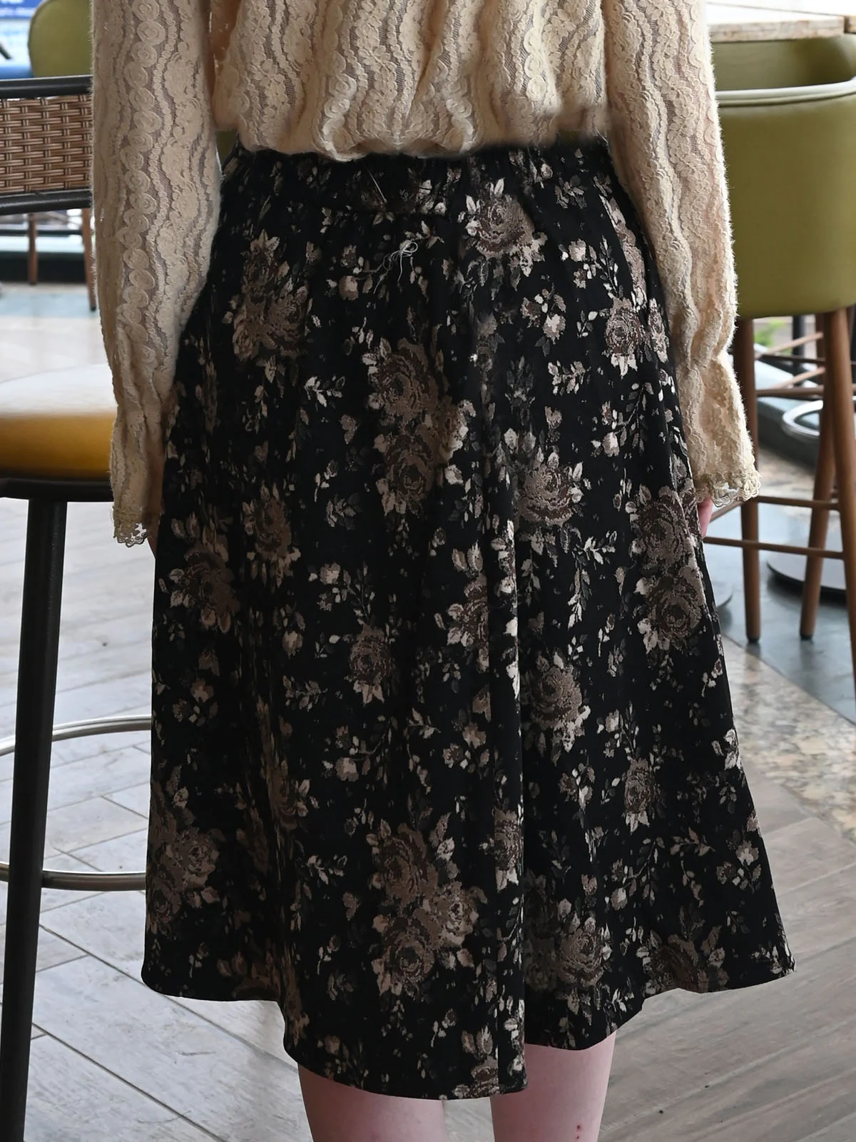 Odette Black Tweed Printed Skirt For Women - Image 5