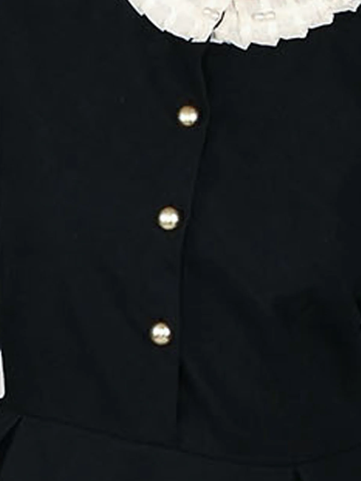 Odette Black Twill Frill Work Dress For Women - Image 5