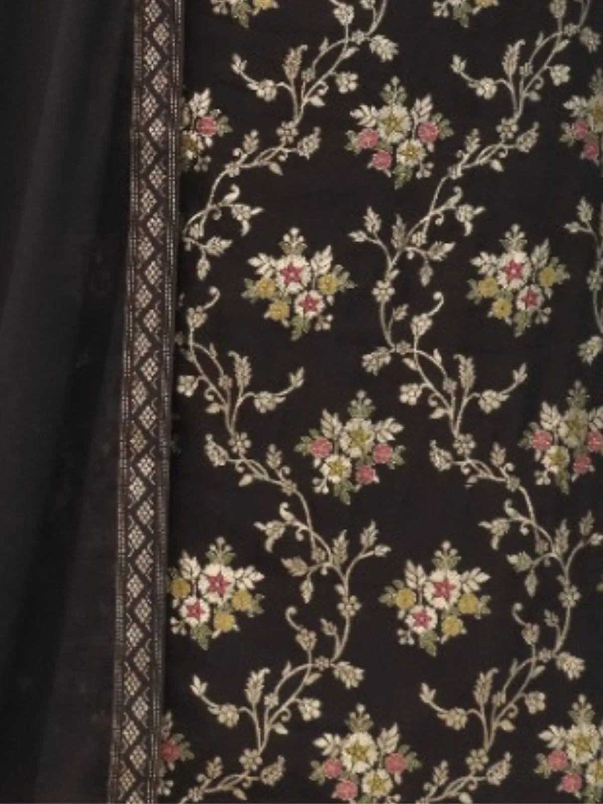 Odette Black Viscose Embroidered Semi-Stitched Kurta Set For Women - Image 3