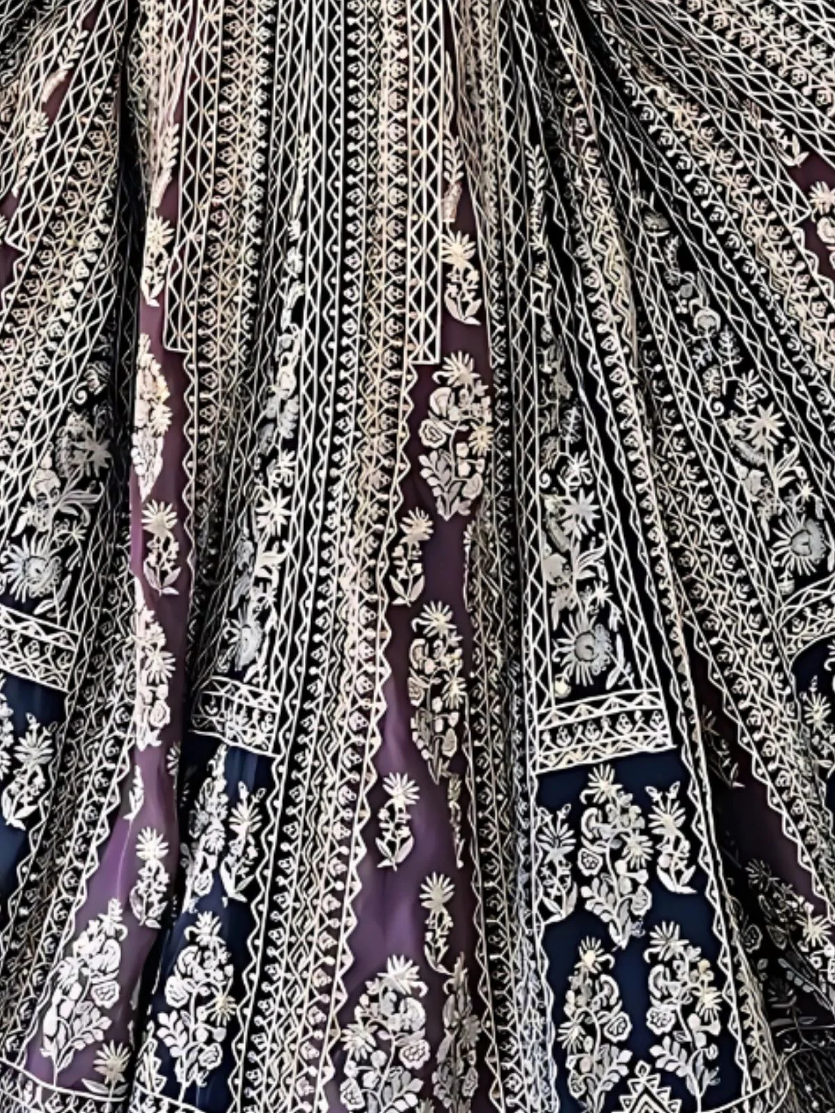 Odette Blue And Purple Georgette Embroidered Semi-Stitched lehenga For Women - Image 4