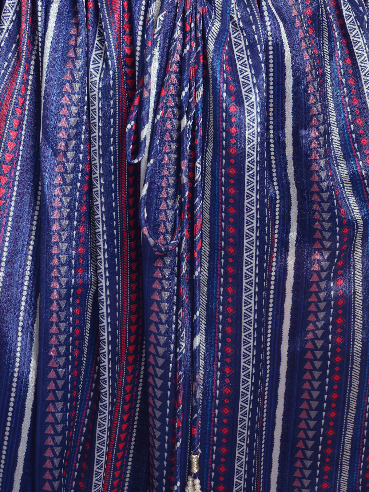Odette Blue Art Silk Printed Stitched Kaftan For Women - Image 6
