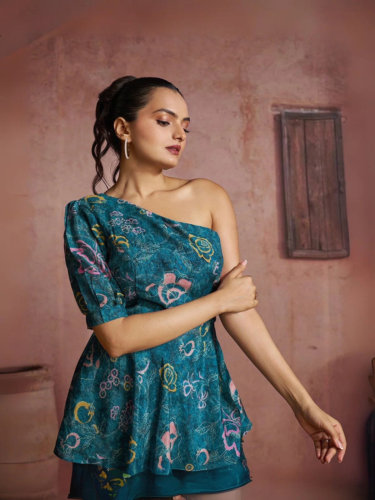 Odette Blue Cotton Blend Printed Co-ord Set For Women - Image 6