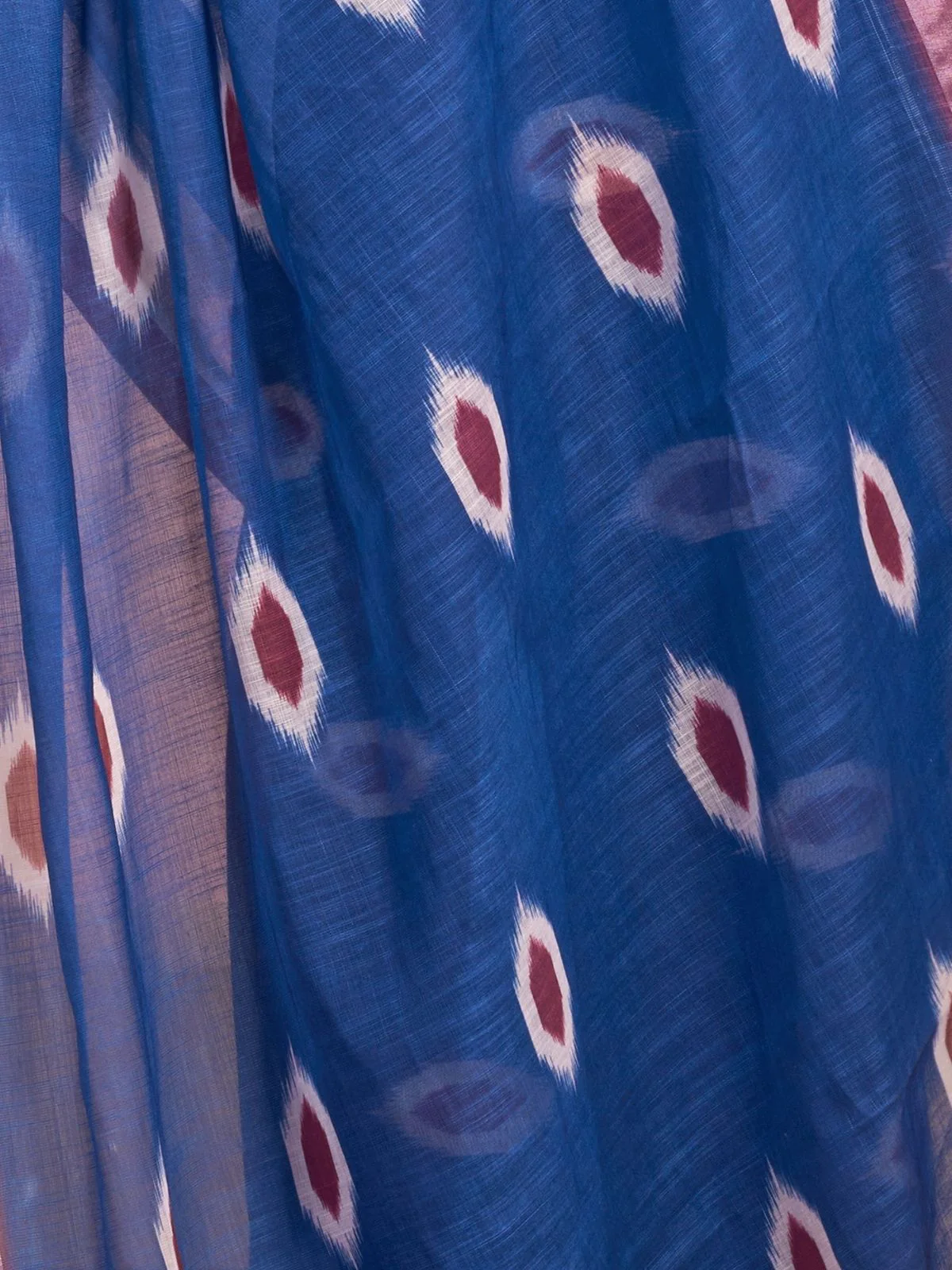 Odette Blue Cotton Linen Solid Saree For Women - Image 6