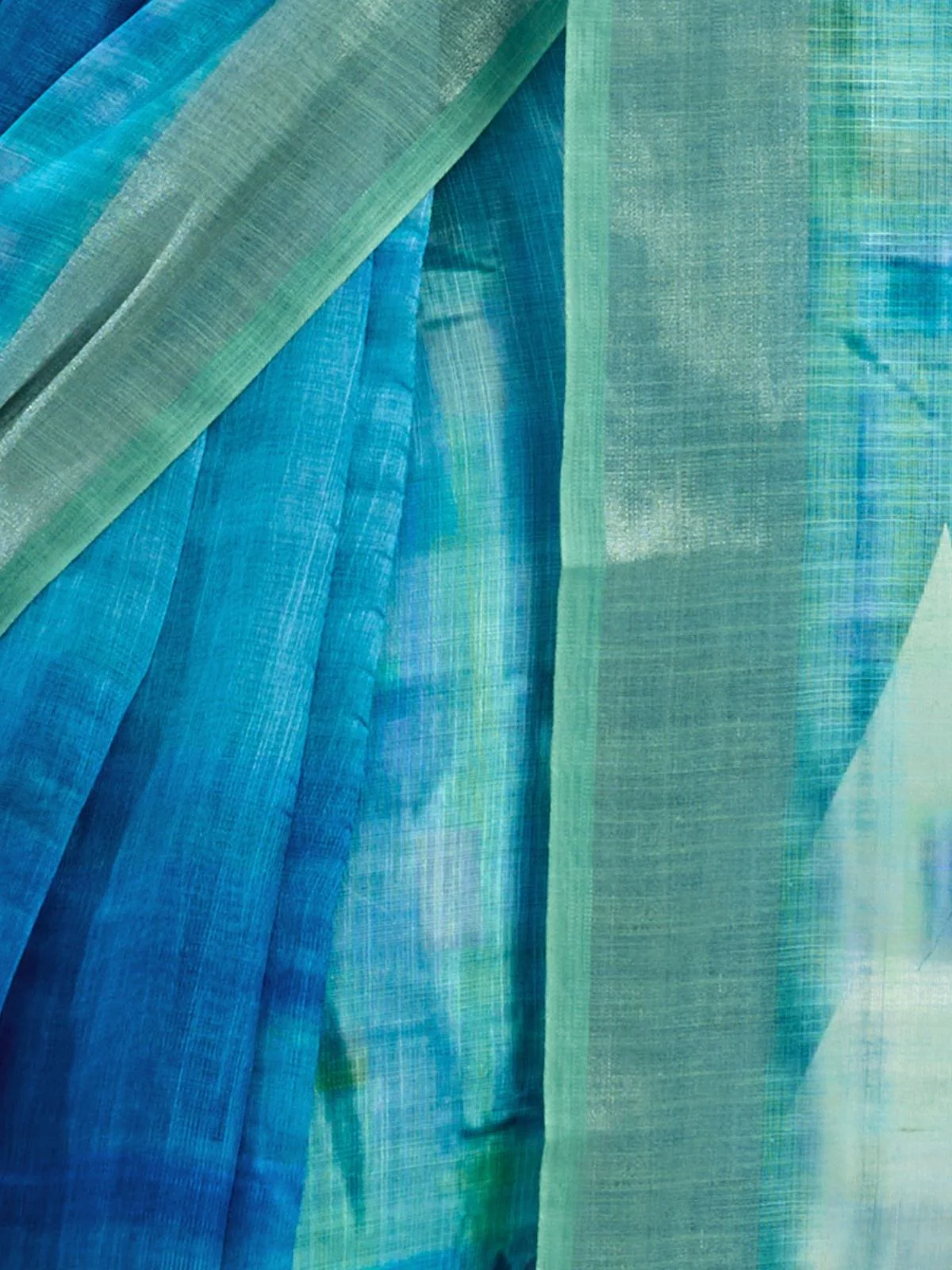 Odette Blue Cotton Linen Zari Work Saree For Women - Image 6