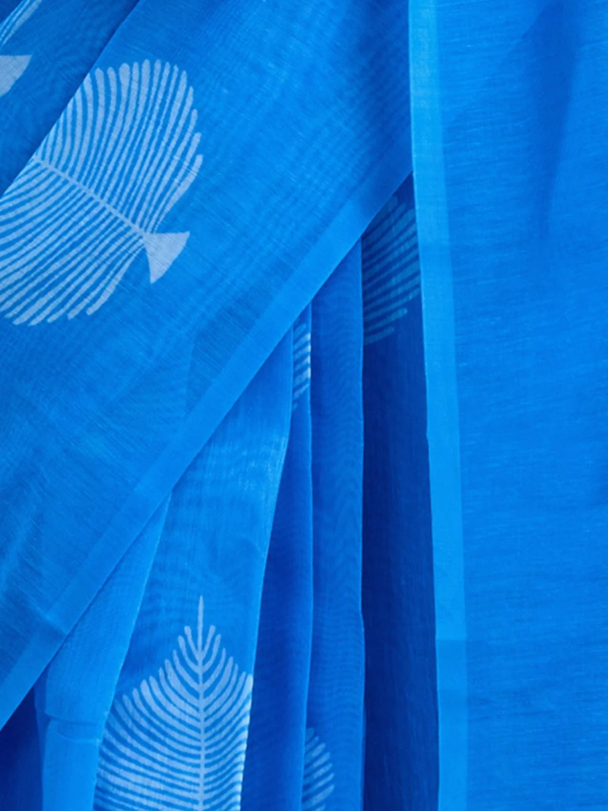 Odette Blue Cotton Linen Zari Work Saree For Women - Image 6
